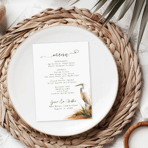 Coastal Boho Egret Wedding Menu