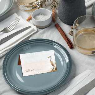 Coastal Boho Wedding White Egret Place Card