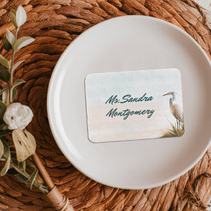 Coastal Boho Wedding White Egret Place Card