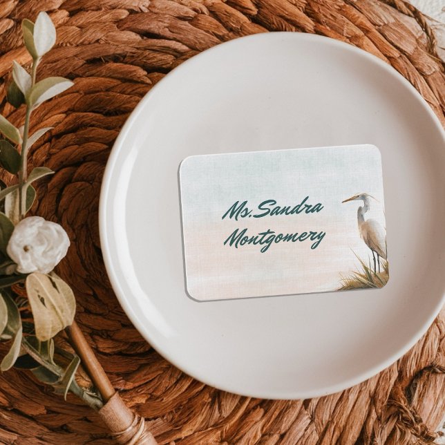 Coastal Boho Wedding White Egret Place Card (Creator Uploaded)