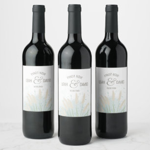 Coastal Botanical Wedding Enclosure Cards Wine Label