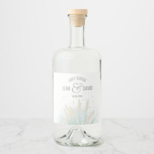 Coastal Botanical Wedding Liquor Bottle Label
