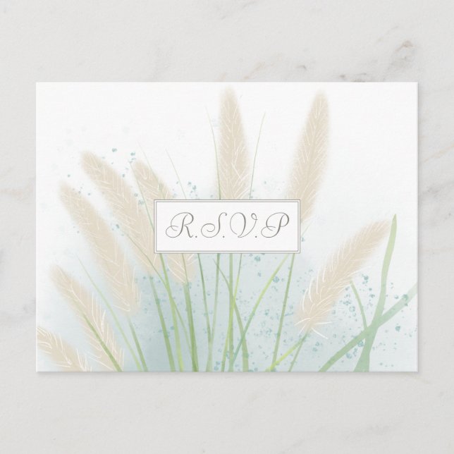 Coastal Botanical Wedding RSVP Postcard (Front)