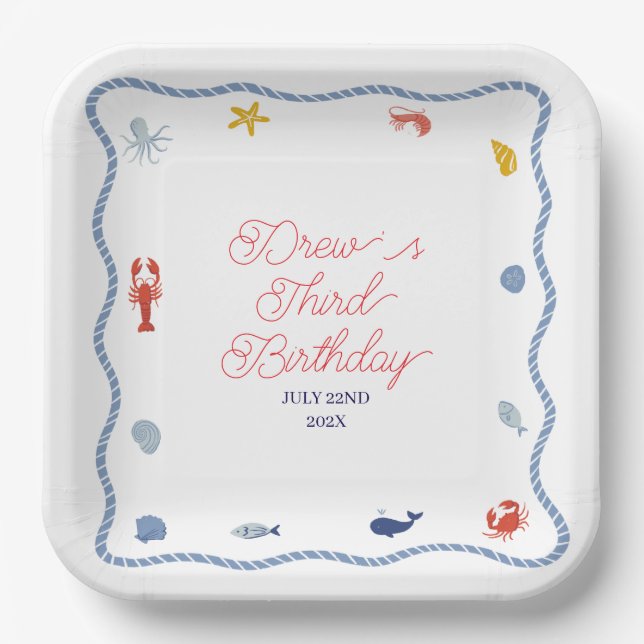 Coastal Boys Birthday Paper Plate (Front)