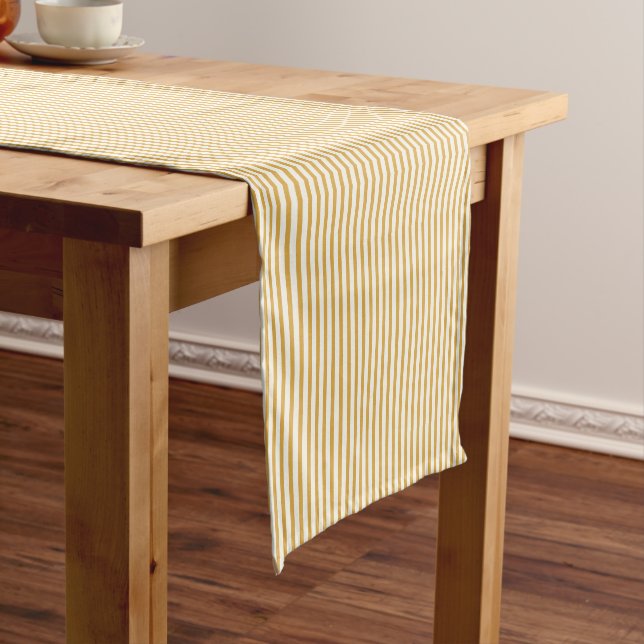 Coastal Breeze Fine Ticking Honey Yellow Short Table Runner (In Situ)