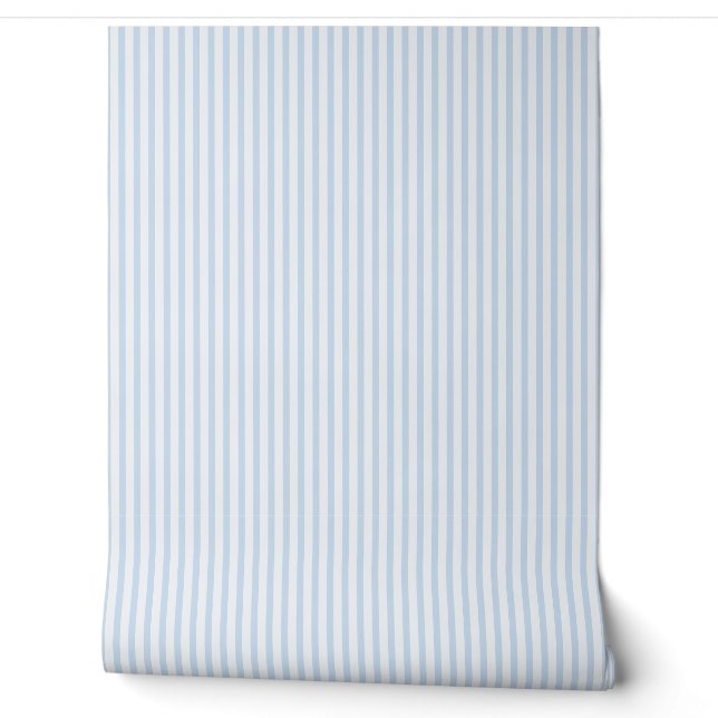 Coastal Breeze Fine Ticking Stripes Light Blue Wallpaper (Unrolling)