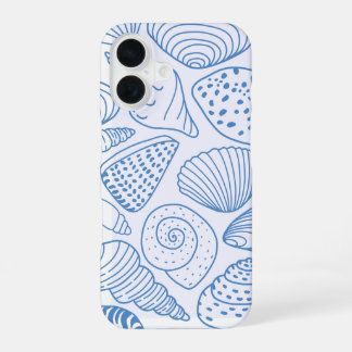 Coastal Breeze – Light Blue Beach Shell iPhone 16 Case