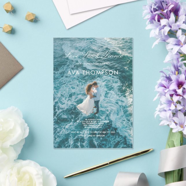 Coastal bridal shower Acrylic Invitation (Insitu (Wedding))