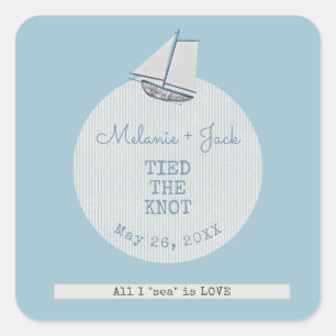Coastal Bridal Shower Boat Stripe  Square Sticker