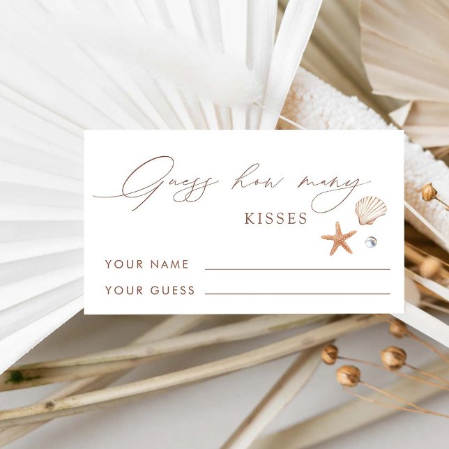 Coastal Bridal Shower How Many Kisses Bridal Game Enclosure Card (Creator Uploaded)