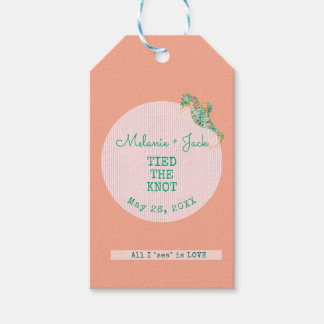 Coastal Bridal Shower Seahorse Stripe Gift Tags