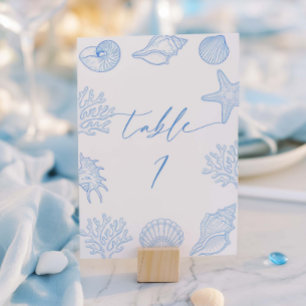 Coastal Bridal Shower Table Number 