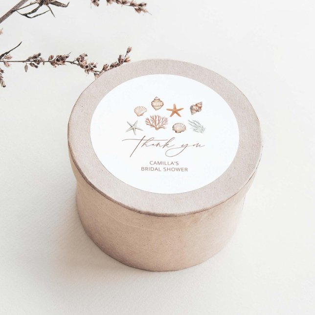 Coastal Bridal Shower Thank You Classic Round Classic Round Sticker (Creator Uploaded)