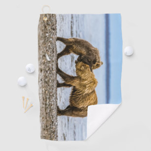Coastal brown bears golf towel