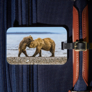 Coastal brown bears luggage tag