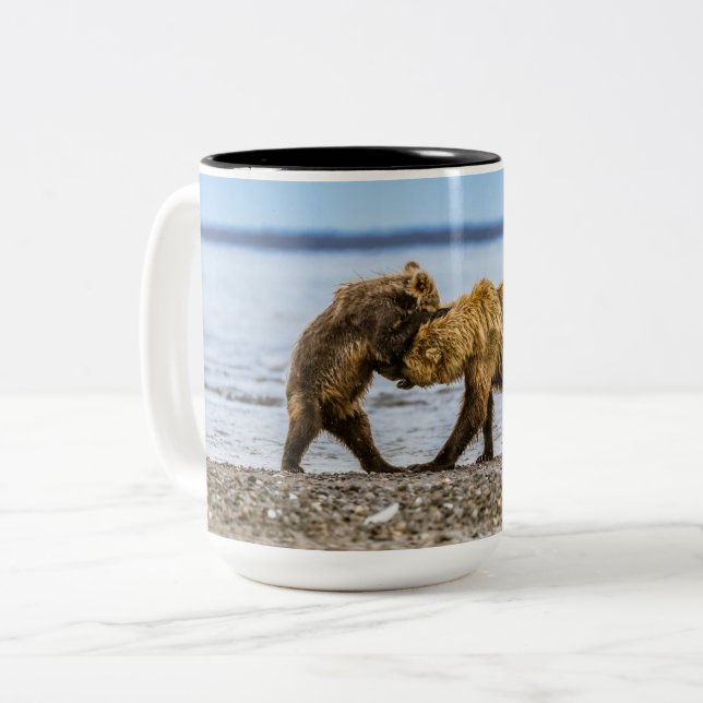 Coastal brown bears Two-Tone coffee mug (Front Left)