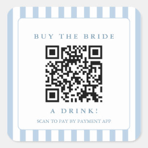 Coastal Buy the Bride A Drink QR Code Square Sticker