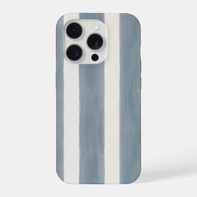 Coastal Cabana Stripe Pattern in Sea Glass Blue De iPhone Case (Back)