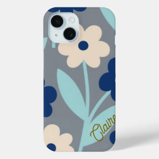 Coastal Calm Florals | Indigo & Turquoise pattern iPhone 15 Case