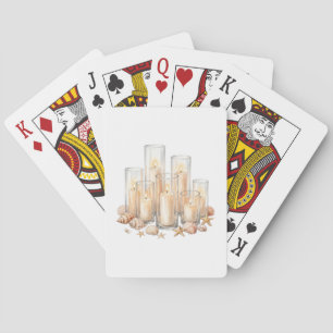 Coastal Candle Seashell Watercolor Playing Cards