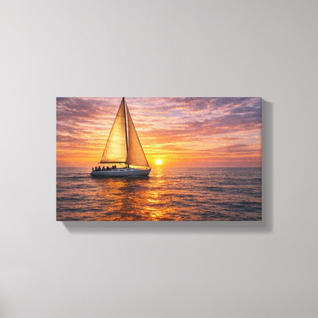 Coastal Canvas Wall Art Set Sunset Ocean Decor Nau (Front)