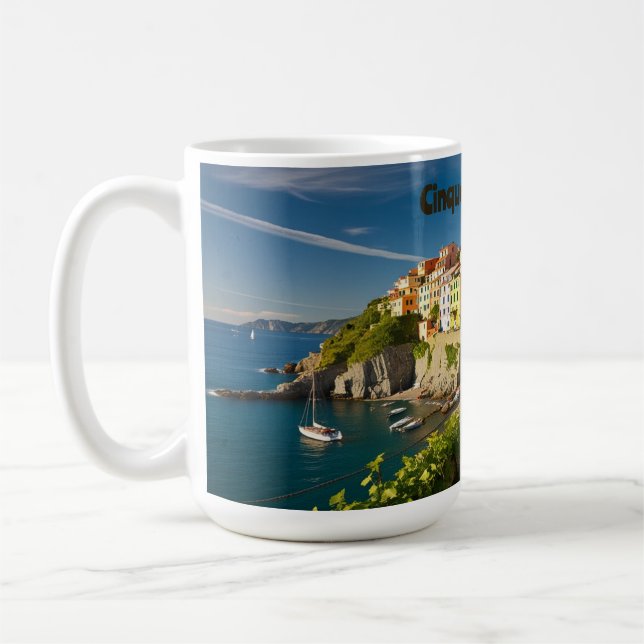 Coastal Charm Cinque Terre Italy Watercolor | Coffee Mug (Left)