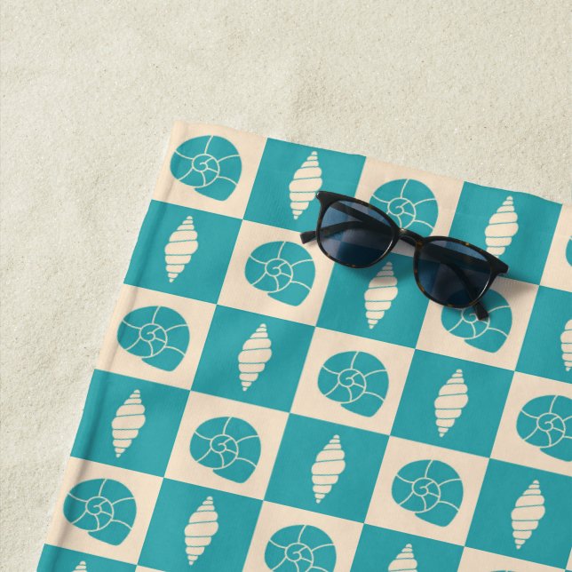 Coastal Check Pattern Beach Towel (In Situ)