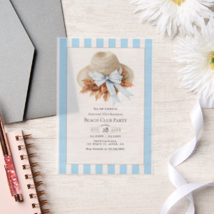 Coastal Chic Beach Club Autumn Fall Birthday Party Vellum Invitations