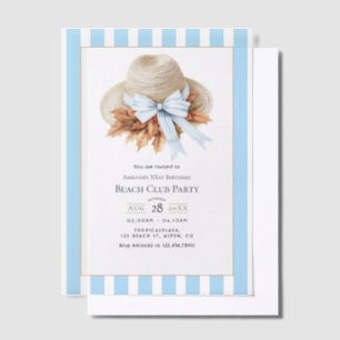 Coastal Chic Beach Club Autumn Fall Birthday Party Vellum Invitations
