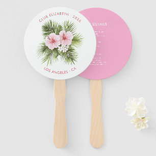 Coastal Chic Beach Club Tropical Floral Itinerary Hand Fan