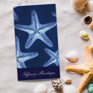 coastal chic beach rustic nautical blue starfish business card