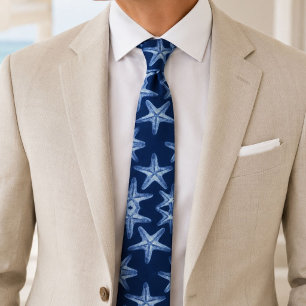 coastal chic beach rustic nautical blue starfish tie