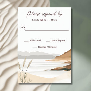 Coastal Chic Beach Watercolor Wedding RSVP Card