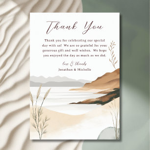 Coastal Chic Beach Watercolor Wedding Thank You Card