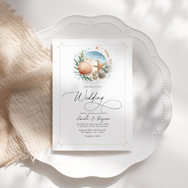 Coastal Chic Beach Wedding QR Code Invitation (Coastal Chic Beach Wedding QR Code Invitation)
