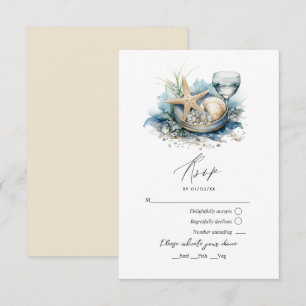 Coastal Chic Beach Wedding RSVP Card