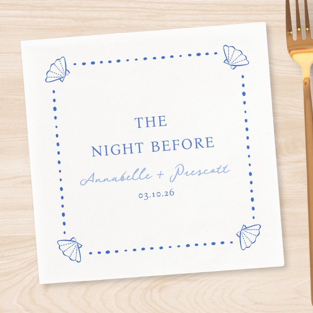 Coastal Chic Blue Personalised Rehearsal Dinner Napkin (Creator Uploaded)