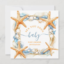 Coastal chic Blue Sea You Soon Baby shower