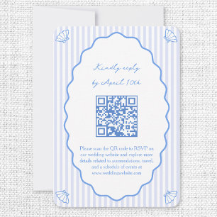 Coastal Chic Blue Wedding Website QR Code RSVP