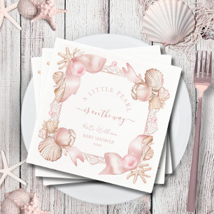 Coastal chic blush pink pearl Baby Shower Napkin