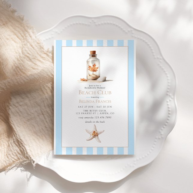 Coastal Chic Fall Beach Club Bachelorette Weekend Invitation (Coastal Chic Fall Beach Club Bachelorette Weekend Invitation)