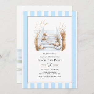 Coastal Chic Fall Beach Club Birthday Party Invitation