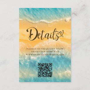 Coastal Chic Golden Sand Turquoise QR Code Wedding Enclosure Card