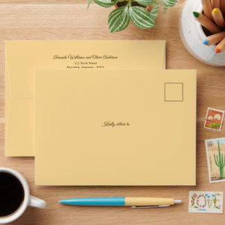 Coastal Chic Golden Sand Turquoise Water Wedding Envelope