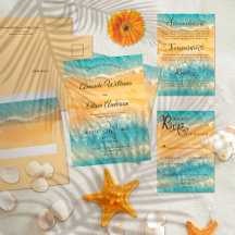 Coastal Chic Golden Sand Turquoise Water Wedding