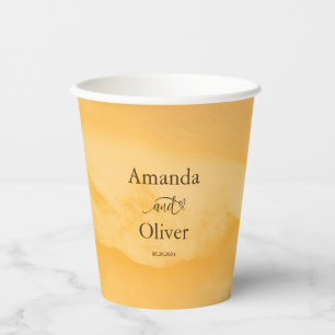 Coastal Chic Golden Sand Turquoise Water Wedding Paper Cups
