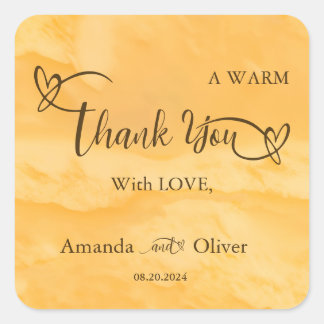 Coastal Chic Golden Sand Turquoise Water Wedding Square Sticker
