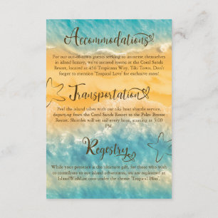 Coastal Chic Golden Sand Turquoise Wedding Details Enclosure Card