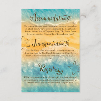 Coastal Chic Golden Sand Turquoise Wedding Details Enclosure Card