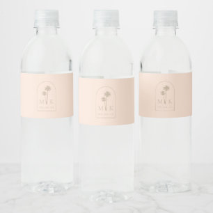 Coastal Chic Minimalist Wedding Monogram Water Bottle Label